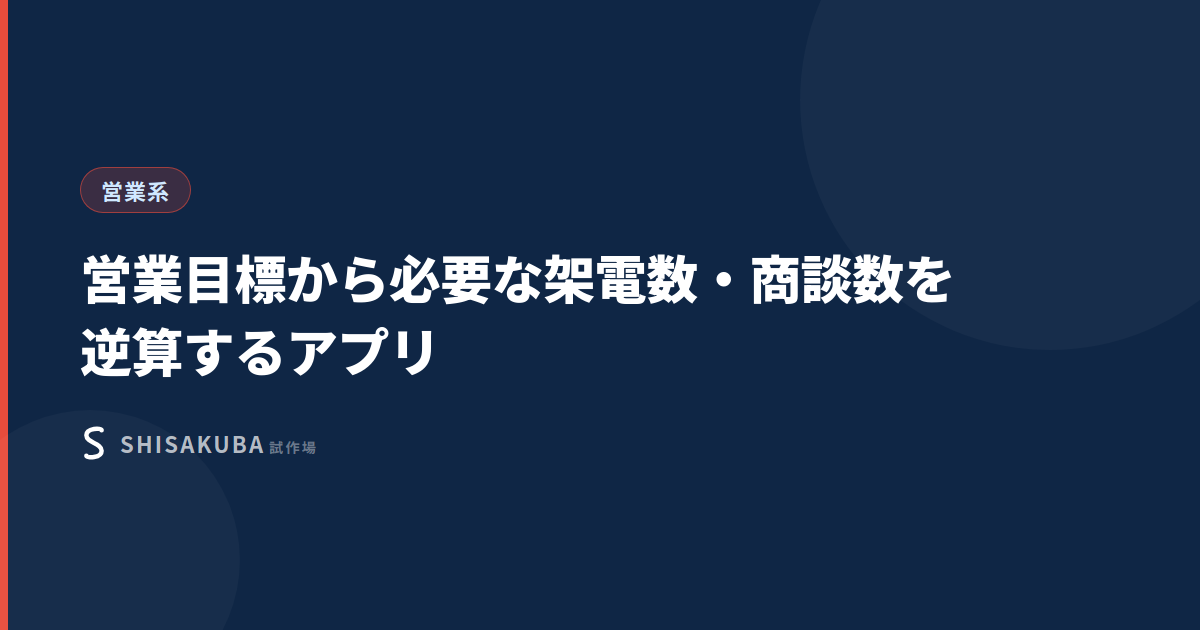 営業目標から必要な架電数・商談数を逆算するアプリ