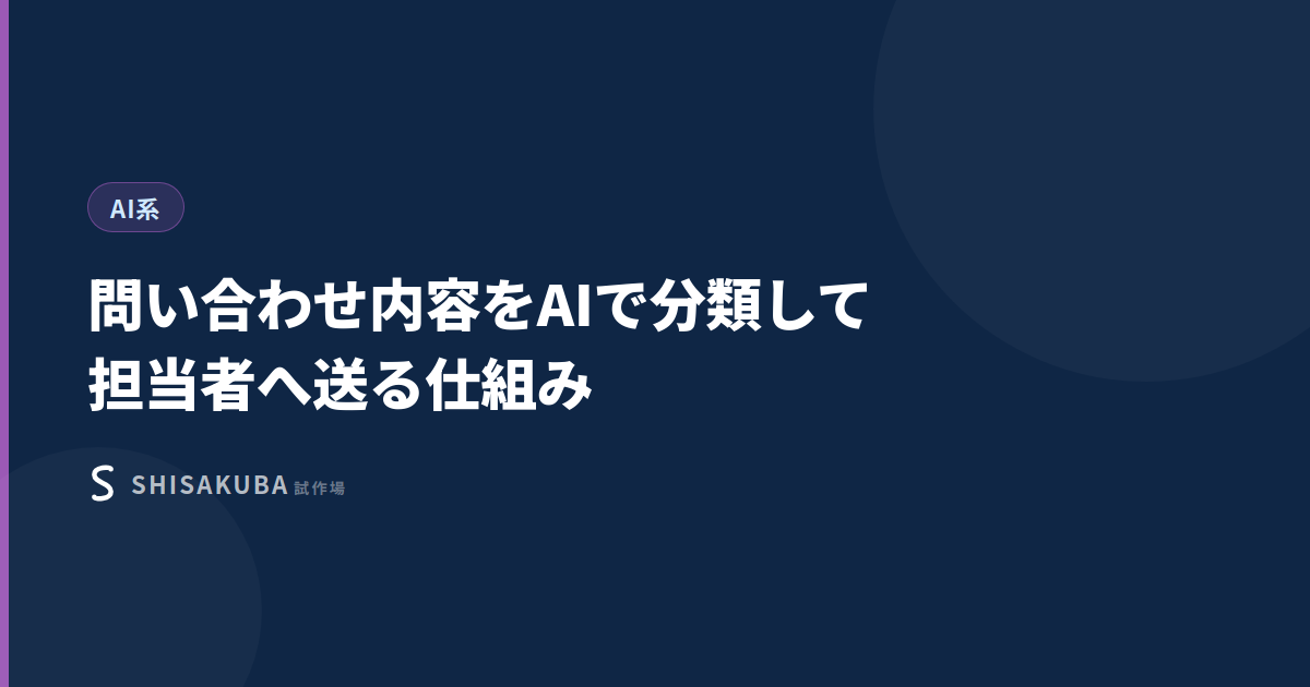 問い合わせ内容をAIで分類して担当者へ送る仕組み